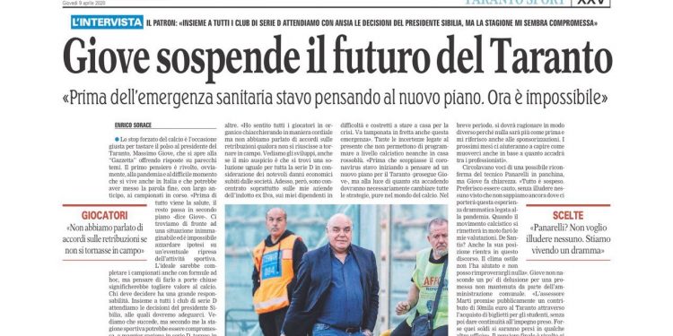 Giove sospende il futuro del Taranto