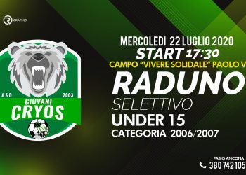 Giovani Cryos, si riparte: mercoledì 22 luglio il raduno degli Under 15
