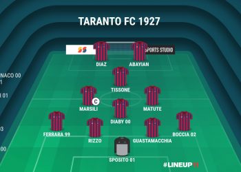Taranto, probabile formazione: Laterza lancia Tissone dal 1′