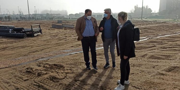Campo sportivo di Talsano, il sopralluogo del sindaco Melucci al cantiere