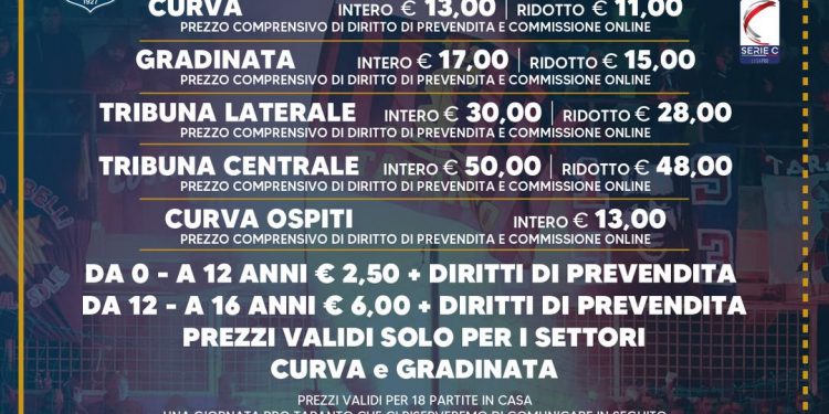 Taranto, parte la prevendita per il match contro il Picerno