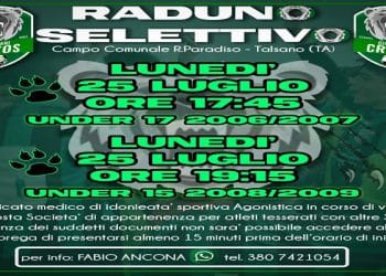 Giovani Cryos, doppio raduno selettivo