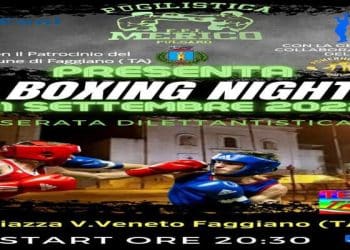 Pugilato, “BOXING NIGHT” domenica 11 settembre a Faggiano