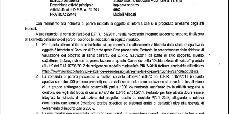 Stadio Iacovone, il verdetto della Commissione di Vigilanza tra una settimana