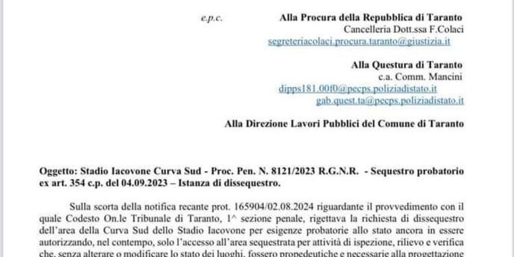 «lacovone, dissequestro o fare partire il cantiere»
