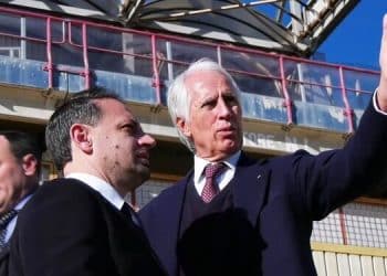 Taranto, sopralluogo allo stadio Iacovone del presidente del Coni Malagò e del commissario Ferrarese