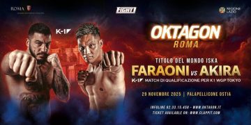 Oktagon Roma 2025: match clou Faraoni vs Akira Jr. per la cintura dei massimi di kickboxing