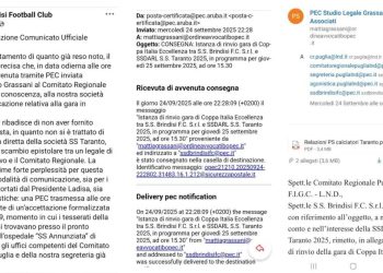 Taranto risponde al Brindisi: «Richiesta di rinvio inviata correttamente»