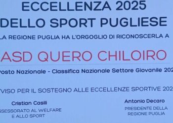 Quero-Chiloiro premiata dalla Regione Puglia: riconoscimento tra le eccellenze sportive 2025