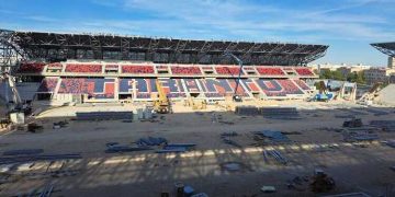 Nuovo Iacovone, completata la scritta “TARANTO”: il nome della città domina il nuovo stadio