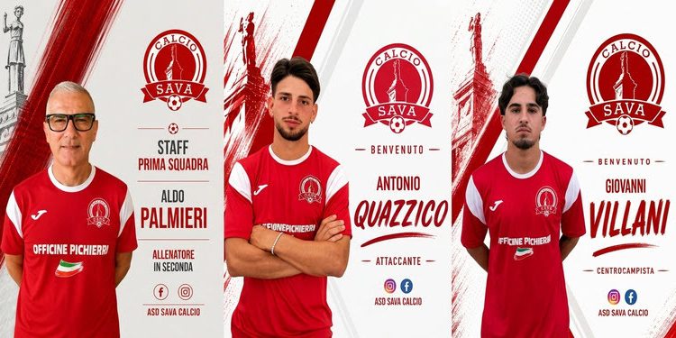 Sava Calcio, prende forma la nuova squadra: confermato Aldo Palmieri e ufficiali gli arrivi di Quazzico e Villani