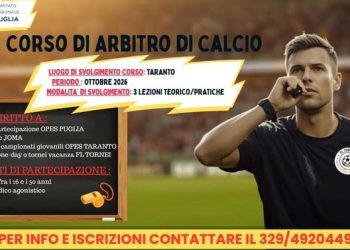 OPES Puglia e FL Tornei, al via il corso per arbitri di calcio: a Taranto nasce una nuova opportunità per gli appassionati
