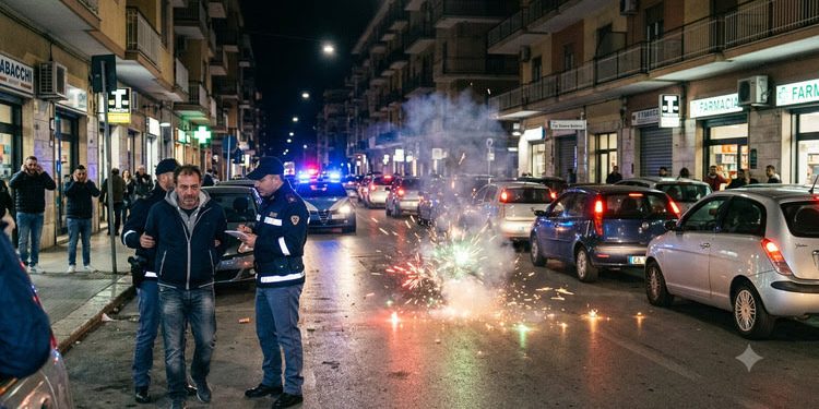 Taranto, fuochi d’artificio accesi in strada tra le auto: denunciato un 43enne