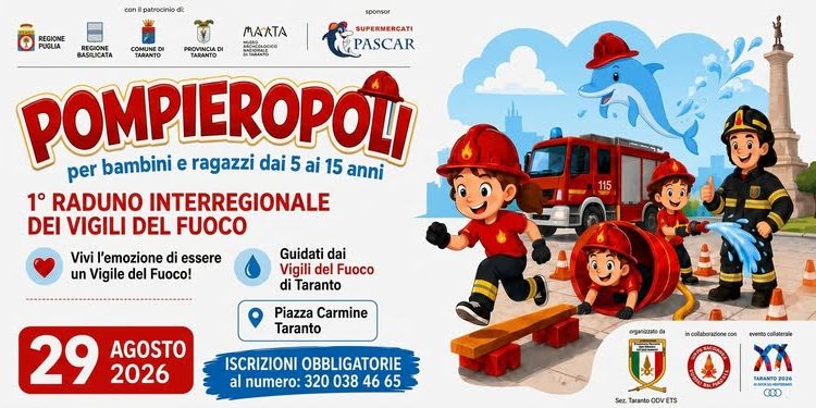 Taranto capitale dei Vigili del Fuoco: il 29 agosto il 1° Raduno Interregionale