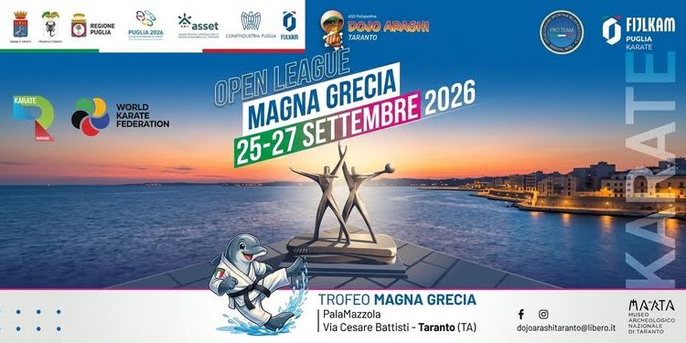 Open League Karate Magna Grecia Ta26: giovedì 24 settembre la presentazione ufficiale a Palazzo di Città