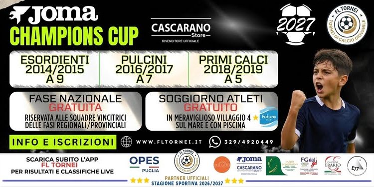 Joma Champions Cup 2027, al via la terza edizione: Taranto protagonista