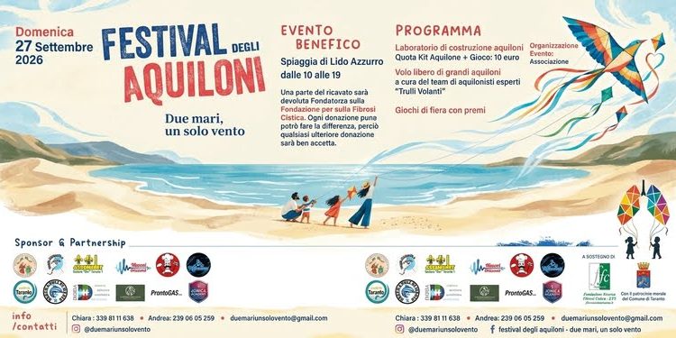 Taranto, a Lido Azzurro arriva il Festival degli Aquiloni “Due mari, un solo vento”