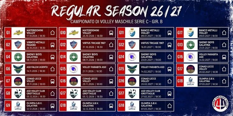Prisma Taranto Volley, ufficiale il calendario di Serie C: esordio a Carosino contro Materdomini